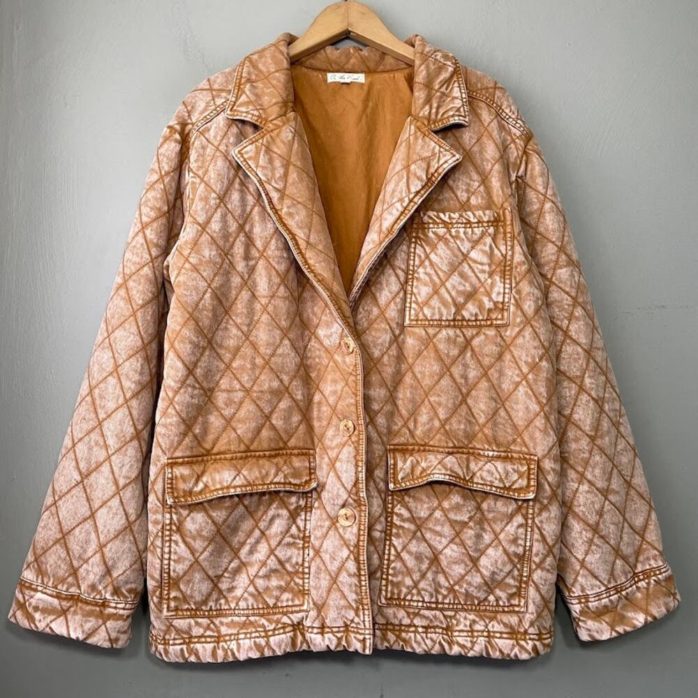 YFB On the Road Quilted Denim Coat Size XL Butterscotch Walker Jacket Boho